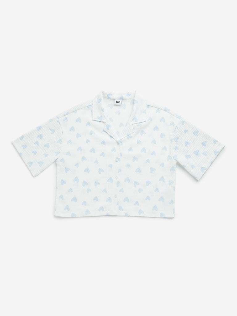 Y&F Kids Blue Heart Printed Shirt