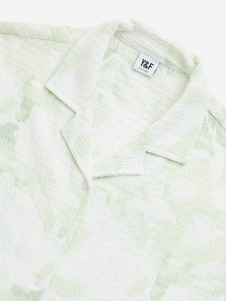 Y&F Kids Lime Abstract Printed Shirt