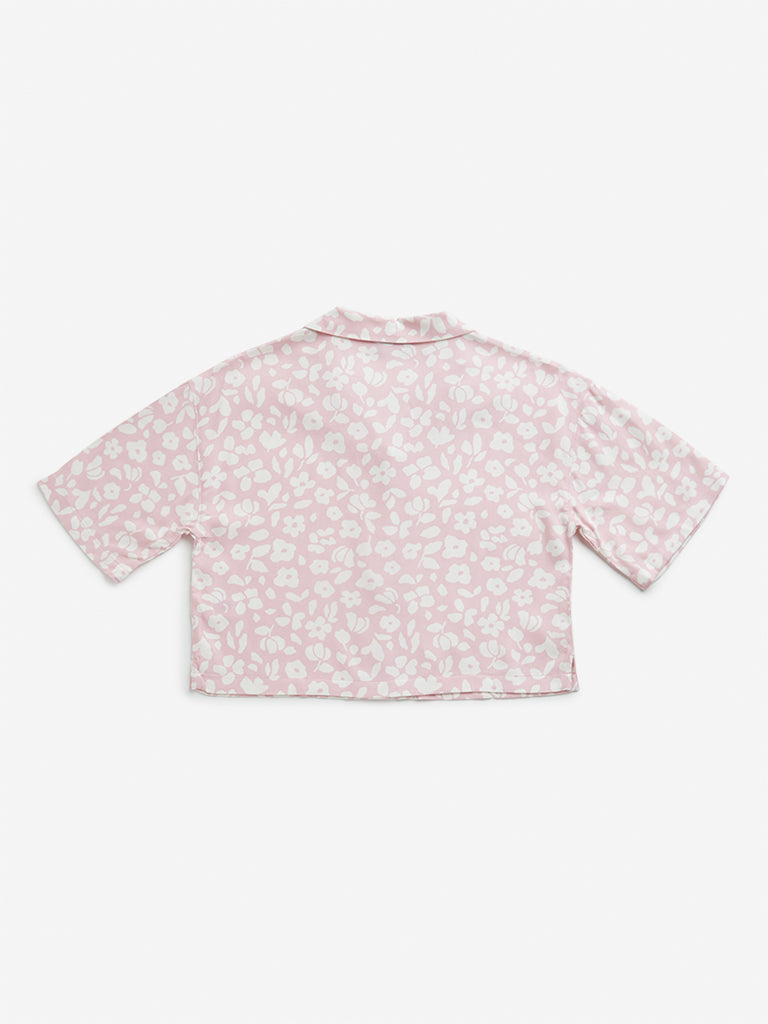 Y&F Kids Pink Floral Printed Shirt