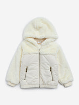 HOP Kids Off-White Faux-Fur Hooded Jacket