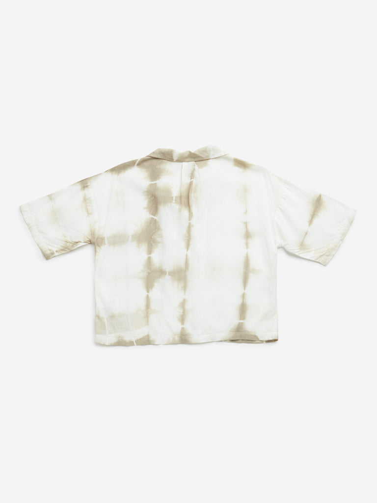 Y&F Kids Beige Tie-Dye Printed Shirt