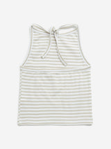 Y&F Kids Beige Striped Halter-Neck Cotton Top