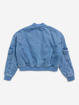 Y&F Kids Blue Denim Bomber Jacket