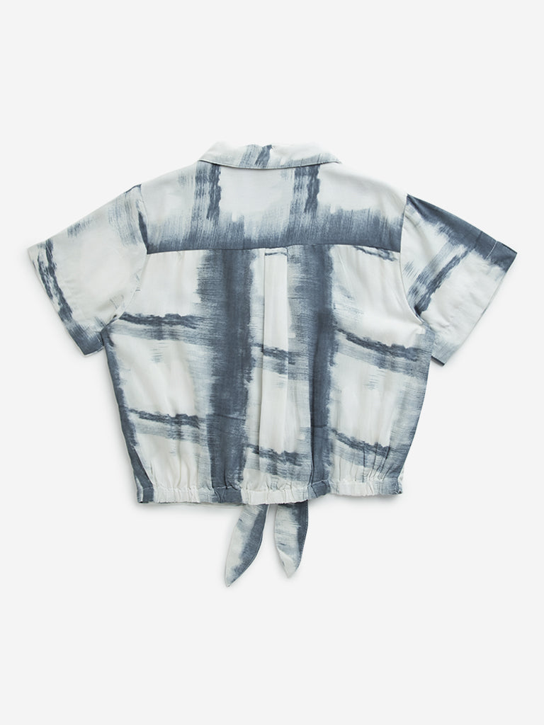 Y&F Kids Black Tie-Dye Printed Cotton Shirt