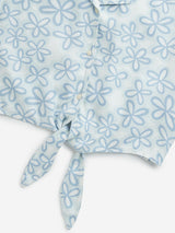 Y&F Kids Blue Floral Design Cotton Shirt