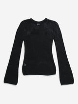 Y&F Kids Black Knit-Textured Crochet Cotton Top