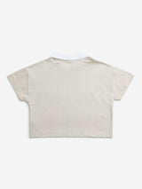 Y&F Kids Beige Text Embossed Collared Cotton T-Shirt