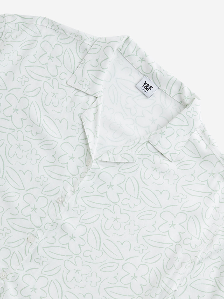 Y&F Kids Light Green Floral Design Shirt