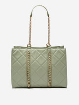 LOV Sage Quilted Gold-Chained Hand Bag