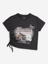 Y&F Kids Grey Animal-Printed Cotton Blend T-Shirt