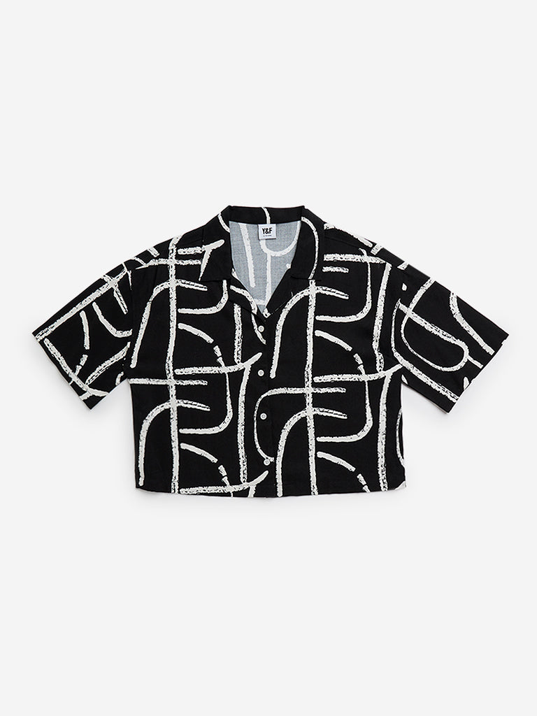 Y&F Kids Black Abstract Design Shirt