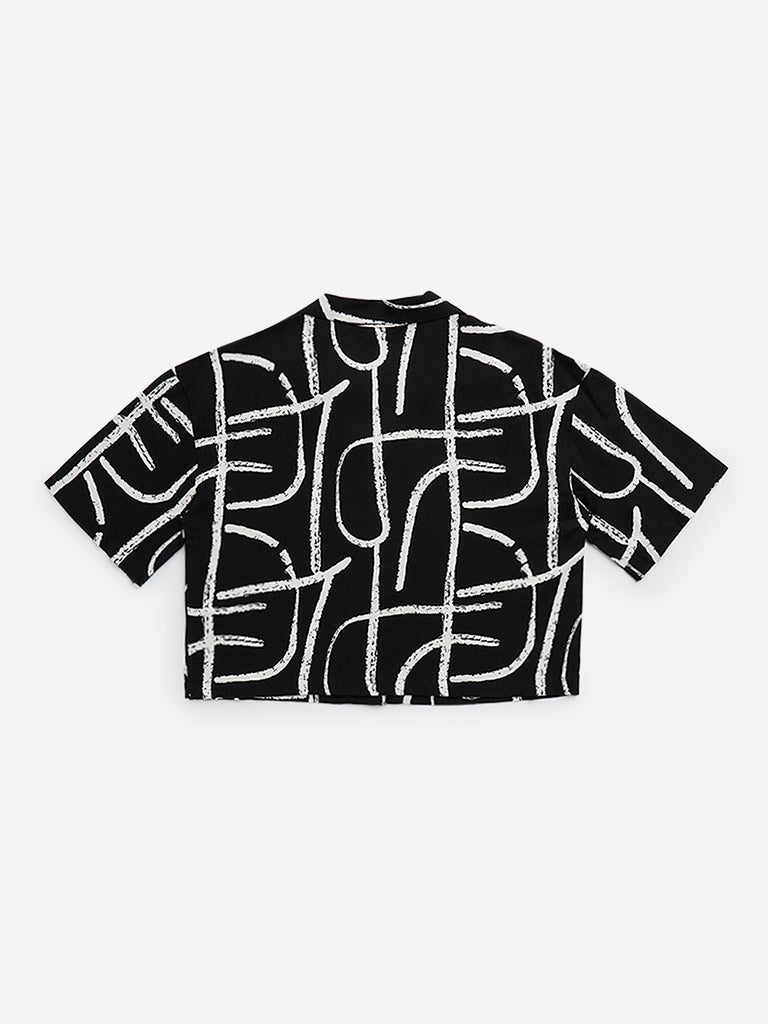 Y&F Kids Black Abstract Design Shirt