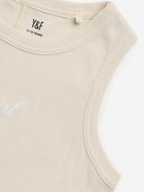 Y&F Kids Beige Ribbed Cotton Top