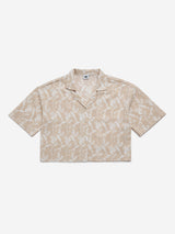 Y&F Kids Beige Leaf Print Crinkle Textured Shirt