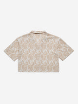 Y&F Kids Beige Leaf Print Crinkle Textured Shirt