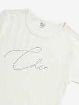 Y&F Kids Off-White Embellished Cotton T-Shirt