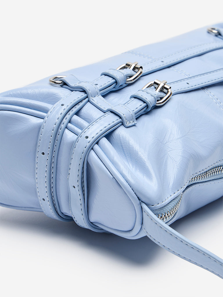 Westside Light Blue Belted Hand Bag