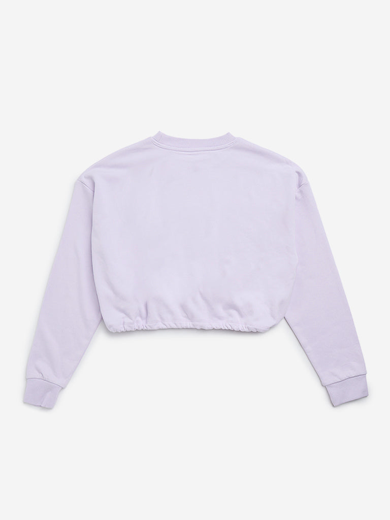 Y&F Kids Lilac Text Design Cotton Sweatshirt