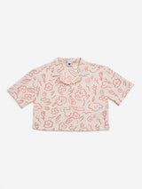 Y&F Kids Pink Floral Printed Crinkled Shirt