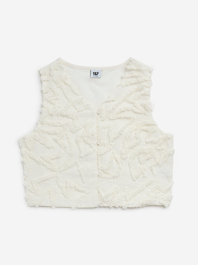 Y&F Kids Off-White Faux-Fur Detailed Cotton Vest