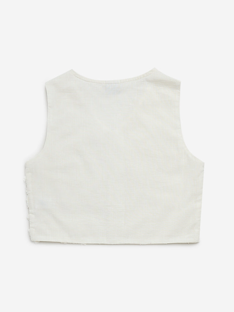 Y&F Kids Off-White Faux-Fur Detailed Cotton Vest