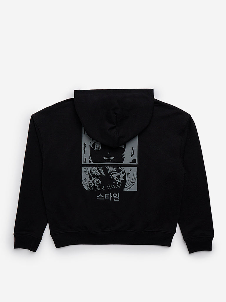 Y&F Kids Black Graphic Design Sweatshirt