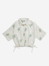 Y&F Kids Off-White Tropical Printed Cotton Shirt