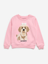 HOP Kids Pink Animal Printed Cotton Blend Sweatshirt