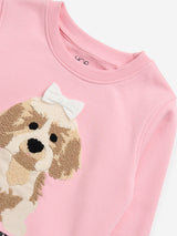 HOP Kids Pink Animal Printed Cotton Blend Sweatshirt