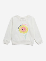 HOP Kids Off-White Floral Printed Cotton Sweatshirt