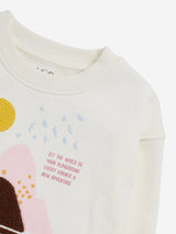 HOP Kids Off-White Printed Cotton Blend Sweatshirt