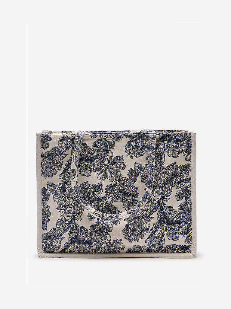 Westside Accessories Navy Floral Printed Hand Bag