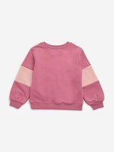 HOP Kids Pink Text Embroidered Cotton Blend Sweatshirt