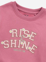 HOP Kids Pink Text Embroidered Cotton Blend Sweatshirt