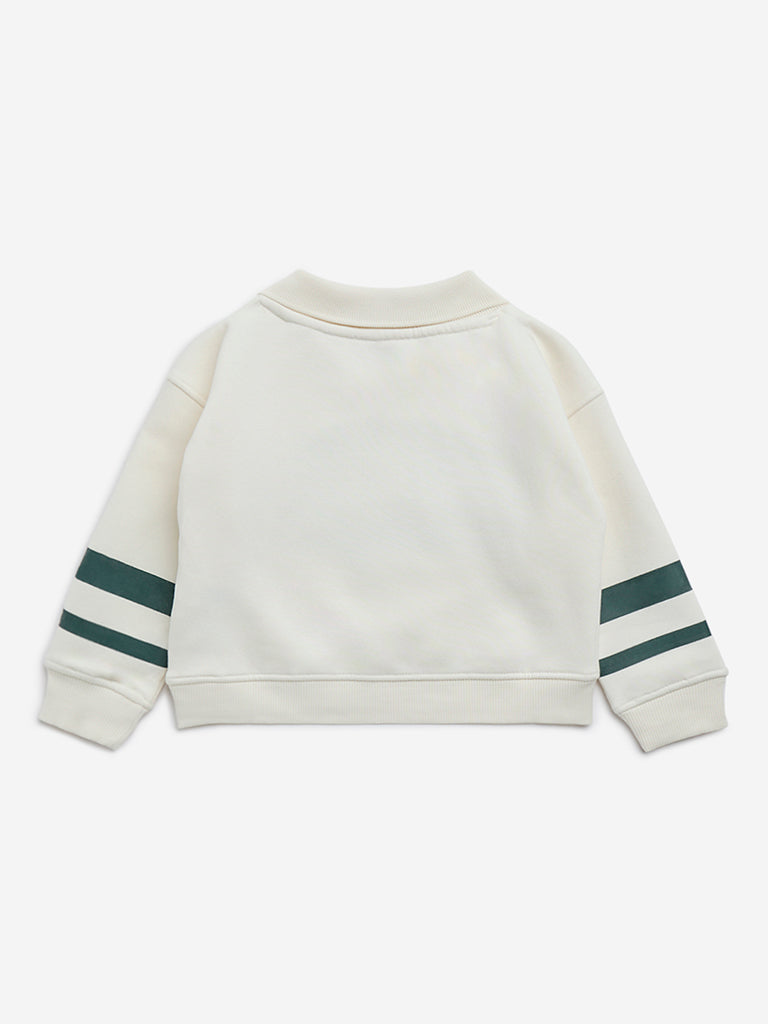 HOP Kids Off-White Text Embroidered Sweatshirt