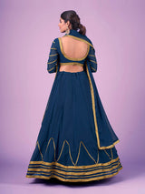 Navy Blue Georgette Embroidered Designer Lehenga