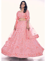 Pink Soft Net Embroidered Designer Lehenga Choli