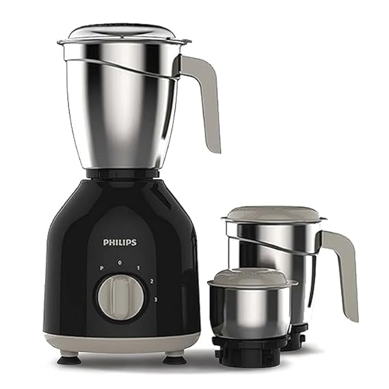 Philips HL7756/01 750 Watt Mixer Grinder, 3 Stainless Steel Multipurpose Jars with 3 Speed Control and Pulse function (Black) HL7756