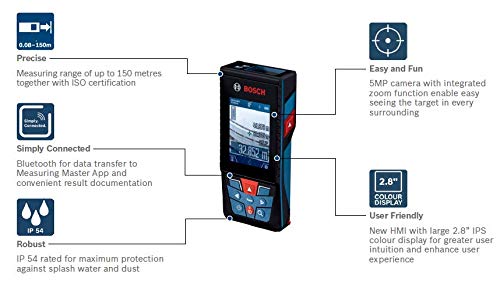 Bosch GLM 150 C Professional Laser Measure – 150m, Bluetooth, IP54 Measuring Tool