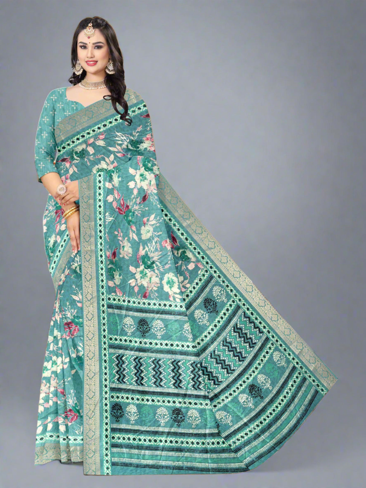 Mehandi Green Soft Chanderi Silk Saree