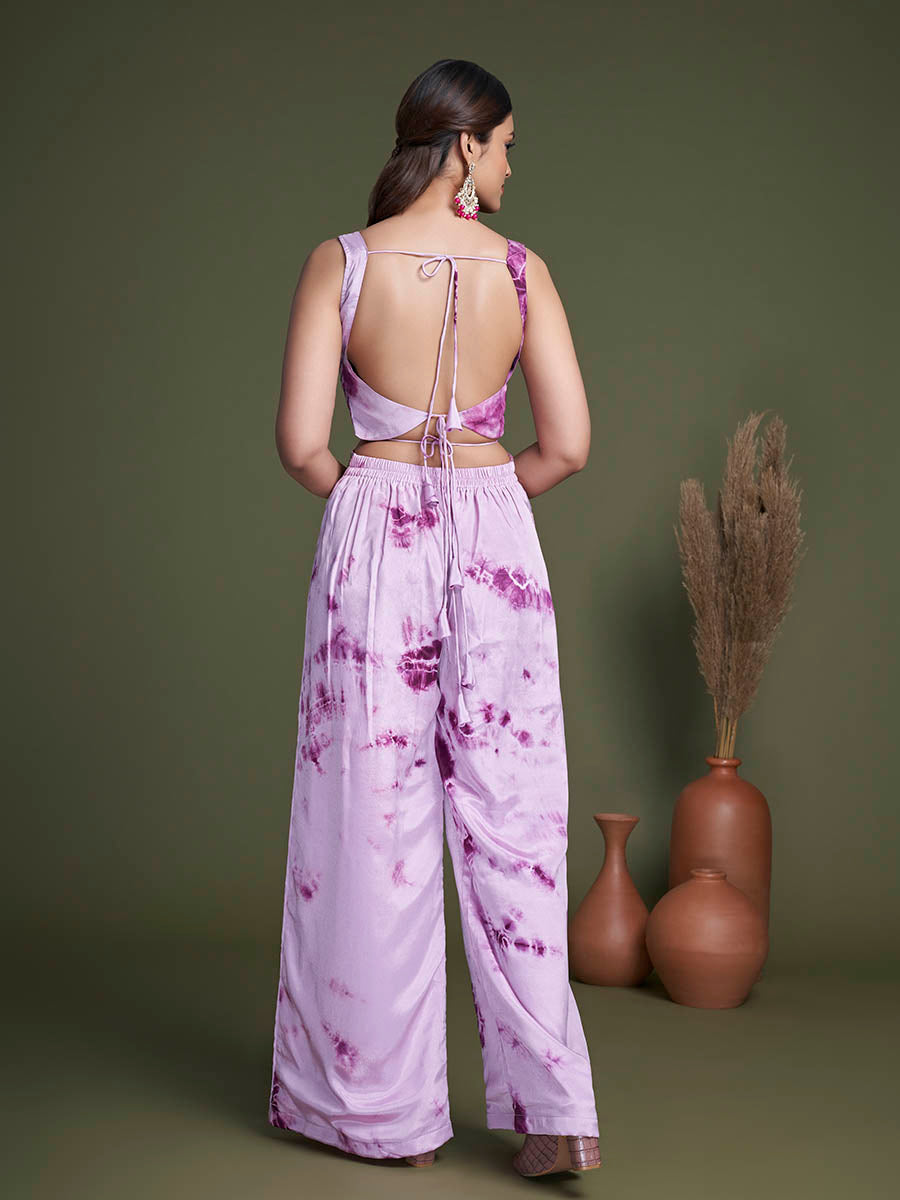 Purple Koti Style Silk and Georgette Embroidered Palazo Suit