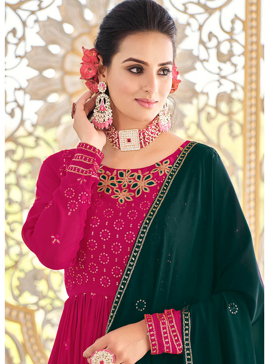 Rani and Green Real Georgette Gharara Suit