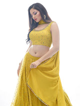 Mustard Art Silk Designer Lehenga