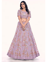 Lilac Soft Net Embroidered Designer Lehenga Choli