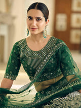 Green Soft Net Embroidered Lehenga