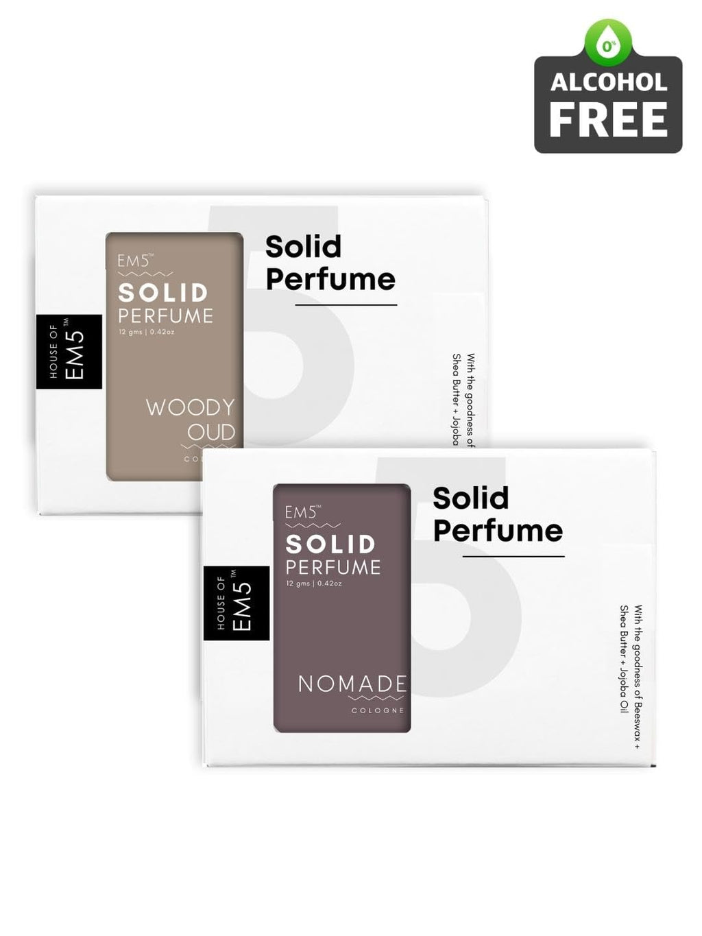 EM5™ Combo Pack of Alcohol Free Solid Perfumes | Woody Oud & Nomade for Men & Women | Non - Greasy Cologne | Strong & Lasting Fragrance | Gifting Pack for Him & Her - Vamzn#