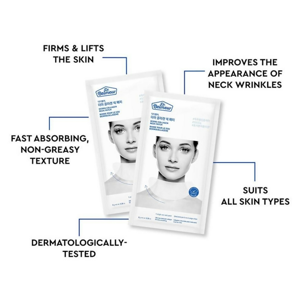 The Face Shop Dr.Belmeur Derma Collagen Hydrogel Neck Patches, Smooths Wrinkles On Neck Instantly