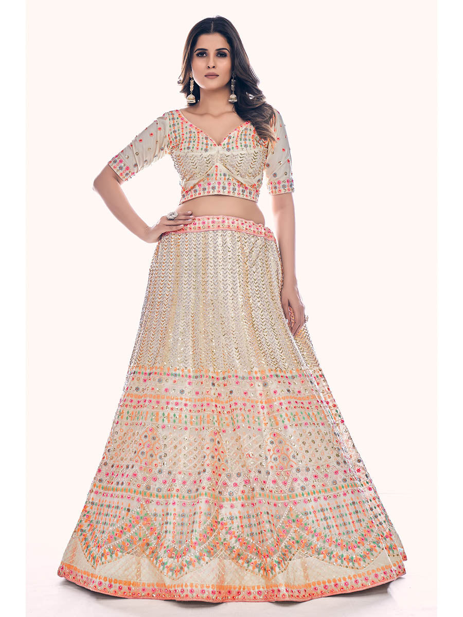 White Soft Net Embroidered Designer Lehenga Choli