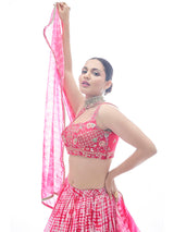 Pink Jaquard Embroidered Designer Lehenga