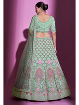 Pista Green Georgette Embroidered Designer Lehenga Choli